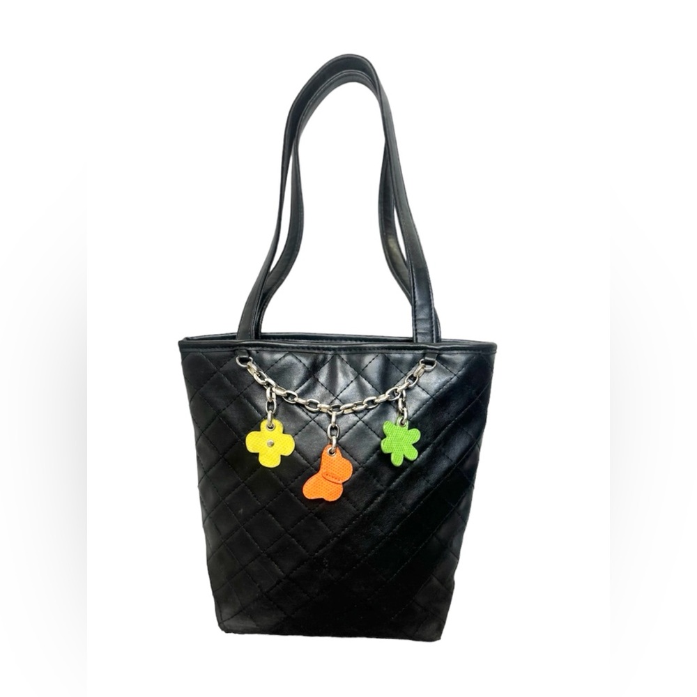 Ego Shoulder Bag VTG Y2K Black Medium Flowers Chain going out classy retro